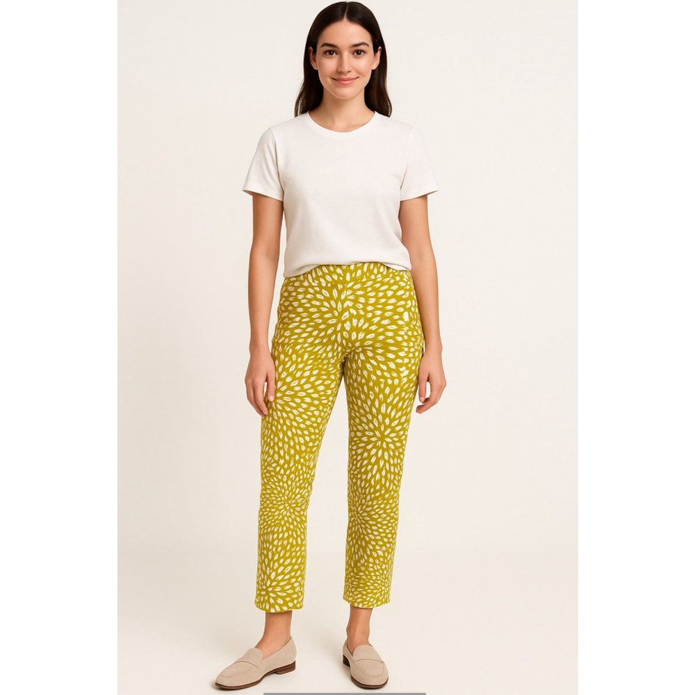 Boden Yellow & White Print Cropped Pants